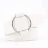 Casual Needleless Round Buckle Wide PU Leather Belt for Women, 103cm