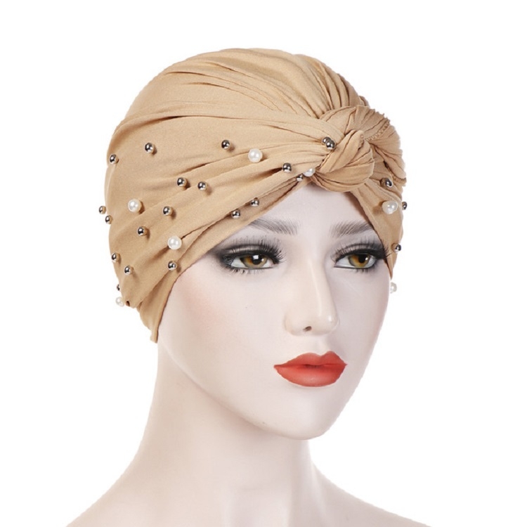 Rivet Pearl Turban Cap Wrap Cap