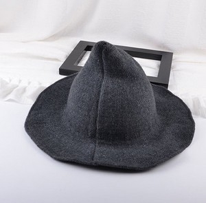 Wool Cap Knitting Fisherman Hat Women Female Witch Hat Pointed Gap