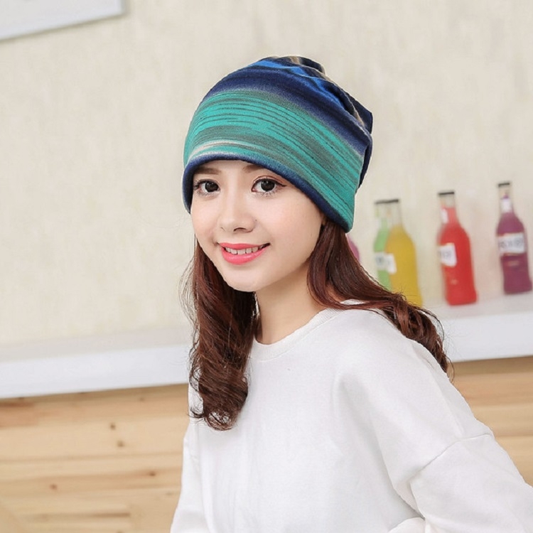 Striped Multifunctional Ear Protection Wrap Cap Stacking Cap