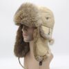 Winter Warm Cloth Top Rabbit Fur Thicken Bomber Hats Flight Cap for Men, Adjustable