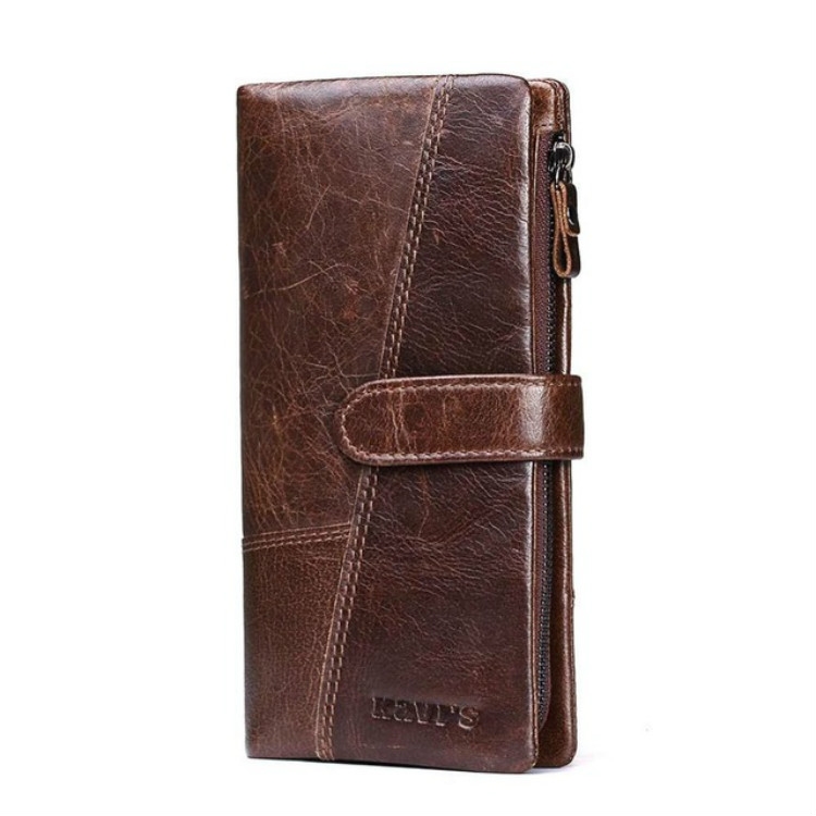 KAVIS Genuine Leather Women Wallet Long Clutch Zipper Coin Purse