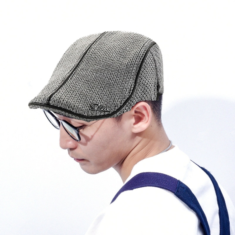 Knitted Peaked Cap Autumn And Winter Thick Warm Beret, Dark Gray, Dark Blue, Army Green