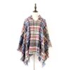 Spring Autumn Winter Checkered Pattern Hooded Cloak Shawl Scarf, 135cm