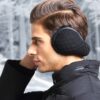 Winter Warm Wool Ear Bag Back-Wearing Foldable Plush Earmuffs, Free Size