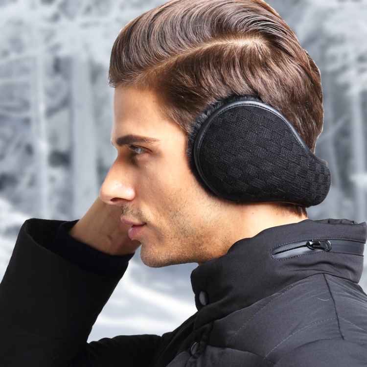 Winter Warm Wool Ear Bag Back-Wearing Foldable Plush Earmuffs, Free Size