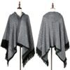 Autumn And Winter Black And White Diamond Plaid Scarf Tassel Warm Big Shawl, 135 x 70cm