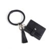 Wrist Ring PU Leather Card Case Key Chain Coin Purse, Coffee Leopard, White Leopard, Black, White Snake, Black Snake