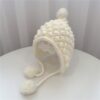 Hand-Woven Children Knitted Ear Protection Hat Autumn and Winter Thickened Baby Pineapple Grain Woolen Hat, 48-53cm Head Circumference