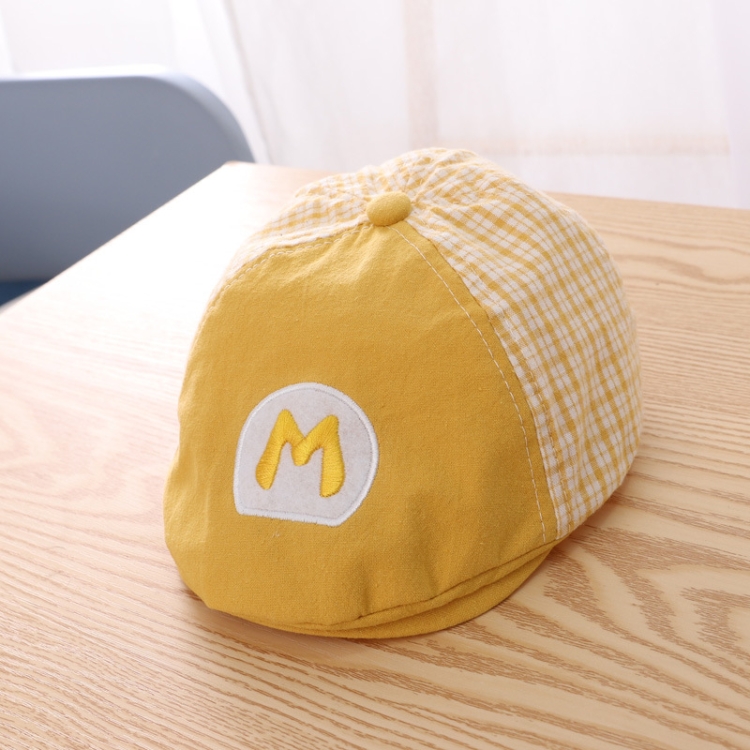 MZ9741 Embroidered Letter Lattice Hat Children Autumn Simple Beret, Around 48cm