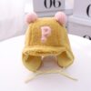 C0183 Letter Lamb Velvet Children Bomber Cap Warm Baby Hat with Cotto, Around 50cm