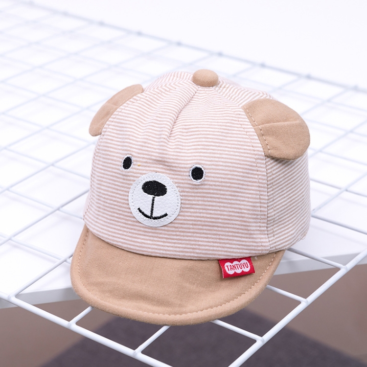 MZ7230 Bear Striped Pattern Soft Brim Caps Baby Cartoon Cotton Hats, 46cm Adjustable
