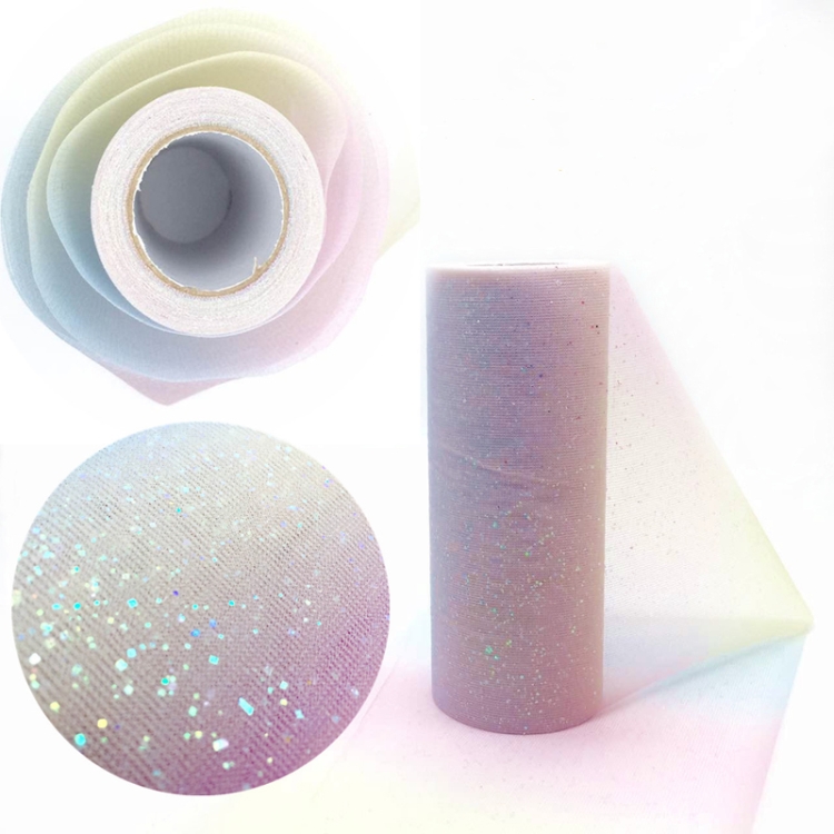 Glitter Rainbow Net Yarn Roll for Photo Background / Desktop Decoration / Skirt, Length: 9m, Width: 15cm, ABK1 Pink Yellow Blue Gradient Glitter, ABK2 Red Purple Blue Gradient Glitter, ABK3 Rainbow Gradient Glitter, ABK4 Blue Purple Gradient Glitter...