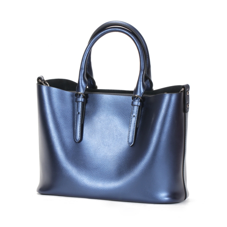 L5032 Large Capacity Messenger Women Bag Cowhide Commuter Tote Shoulder Bag, Red Wine, Blue, Charcoal Black, Bronze, Silver