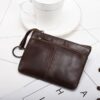 AP127 Men/Ladies Change Clutch Zipper Wallet Short Cowhide Card Holder, Black, Dark Brown, Brown, Purple Red, Navy Blue, Army Green, Light Brown