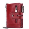 RFID Anti-Theft Swipe Wallet Tri-Fold Multi-Card Slot Crazy Horse Leather Men Leather Wallet