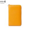 1659 Leather Belly Passport Bag RFID Long Wallet Men And Women Documents Package Multi-Function Zipper Mobile Phone Package, Yellow, Black, Wine Red, Brown, Army Green, Lotus Color, Orange, Lavender Purple, Linen Blue