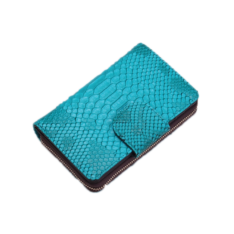Ladies Python Texture Leather Clutch Embossed Zipper Wallet, Emerald, Lake Blue, Brown, Rose Red, Khaki, Cherry Pink, Creamy White