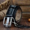COWATHER QSK001 Men Casual Fashion Two-Layer Leather Pin Buckle Belt,Length:, 110cm, 115cm, 120cm, 125cm, 130cm