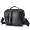 BULL CAPTAIN 036 Men Leather Shoulder Bag Retro First-Layer Cowhide Messenger Bag, Black, Iron Blue, Beige, Brown, Yellow Brown