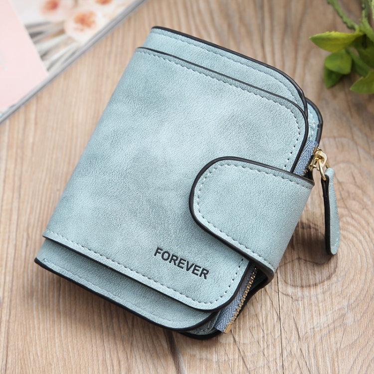 Vintage Nubuck Leather Ladies Wallet Short Type Multi-Card Coin Purse Clutch, Green, Blue, Black, Pink, Grey, Brown