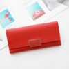 BATSIOE Women Wallet Tri-Fold Long Type Buckle Clutch Multi-Card Pocket PU Wallet, Red Wine, Black, Blue, Light Pink, Light Purple, Gray, Ice Green