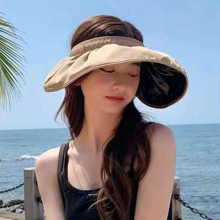 Black Gelatin Shell Shape Cap Dual-Use Headband Sunshade Hat Sunscreen Outdoor Sun Visor Hat, M (56-58cm)