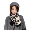 Double-Sided Cute Smiling Face Wool Scarf Women Autumn And Winter All-Match Thick Warm Knitted Bib, 190cm