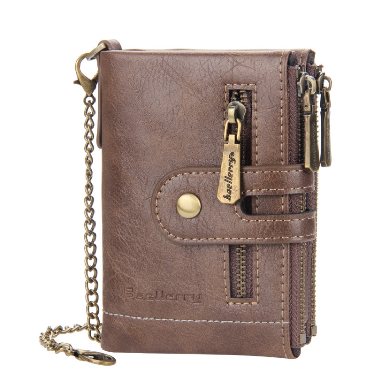 Baellerry Short Wallet Double Zipper Tri-Fold Wallet For Men, Baellerry Khaki, Baellerry Black, Baellerry Coffee, Baellerry Brown