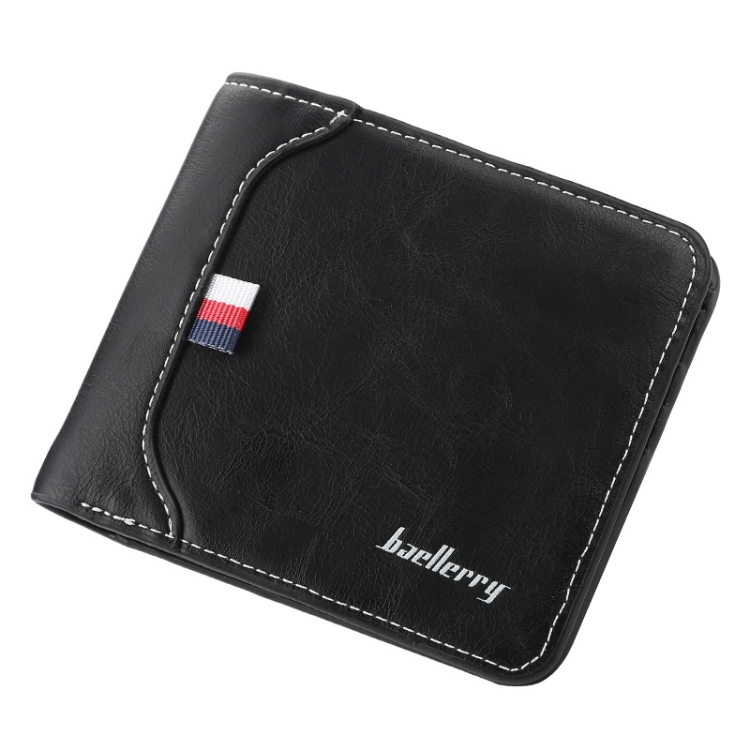 Baellerry Short Wallet Tri-fold Horizontal Coin Purse For Men, Black, Light Coffee, Dark Coffee, Red Brown