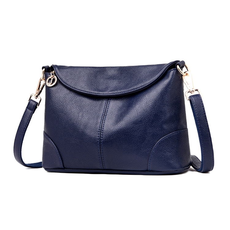 Ladies Fashion Single Shoulder Soft Leather Small Square Bag, Blue, Black, Taro Purple, Red