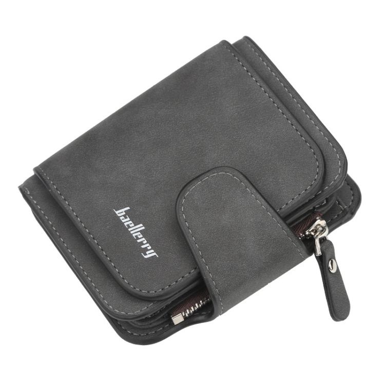 Baellerry Ladies Buckle Nubuck Leather Coin Purse Cute Small Fresh Student Wallet, Black, Rose Red, Light Blue, Brown, Light Pink, Grey, Deep Blue, Bright Red, Dark Red, Soot