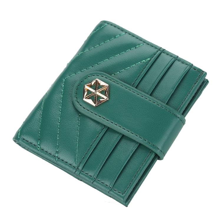 BOISEEN  Ladies Card Holder Embossed Multi-Card Slot Buckle Bank Card Holder Small Wallet, Green, Blue, Black, Pink, Maroon, Dark Red