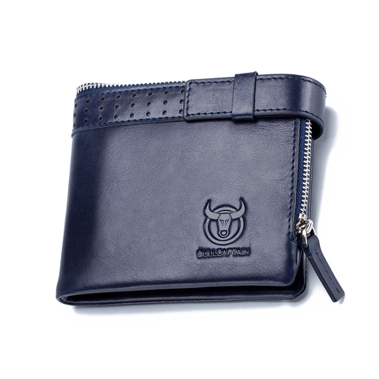 BULL CAPTAIN Anti-theft Brush Leather Wallet For Men, Blue, Black, Brown, Grey