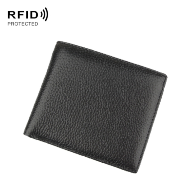 RFID Anti-theft First Layer Cowhide Coin Purse Men Wallet, 965004, K-8018