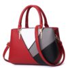 A51 PU Colorblock Ladies Handbag, Red Wine, Purple, Black, Dark Gray, Pink, Khaki