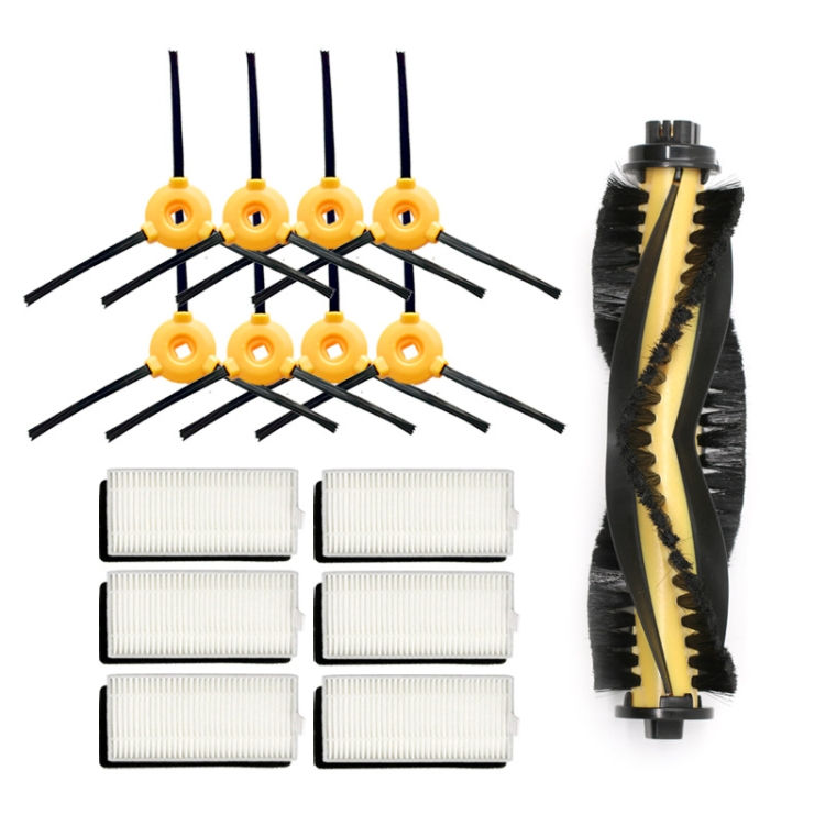 For ECOVACS  N79S / DN620 / 500 4pairs Side Brushes+ 6pcs Filters+Roller Brush, 4 Pairs Side Brushes+6 Sets Hypa+Roller Brush
