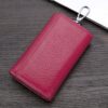 TP-9090K Genuine Leather Multifunctional Tri-Fold Key Coin Purse, Rose Red, Pink, Blue, Purple, Black