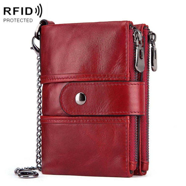 BP804 RFID Anti-Theft Wallet Multi-Function Buckle Zipper Retro Leisure Coin Purse, BP804 Red, BP804 Khaki, BP804 Blue, BP804 Black, BP804 Brown
