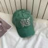 Contrast Color Flower English Embroidery Retro Soft Top Baseball Cap, Green, Black, Pink, Coffee, Lake Green, Beige