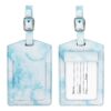 Marbled PU Leather Luggage Tag Oil Edge Sewing With Metal Hardware Buckle