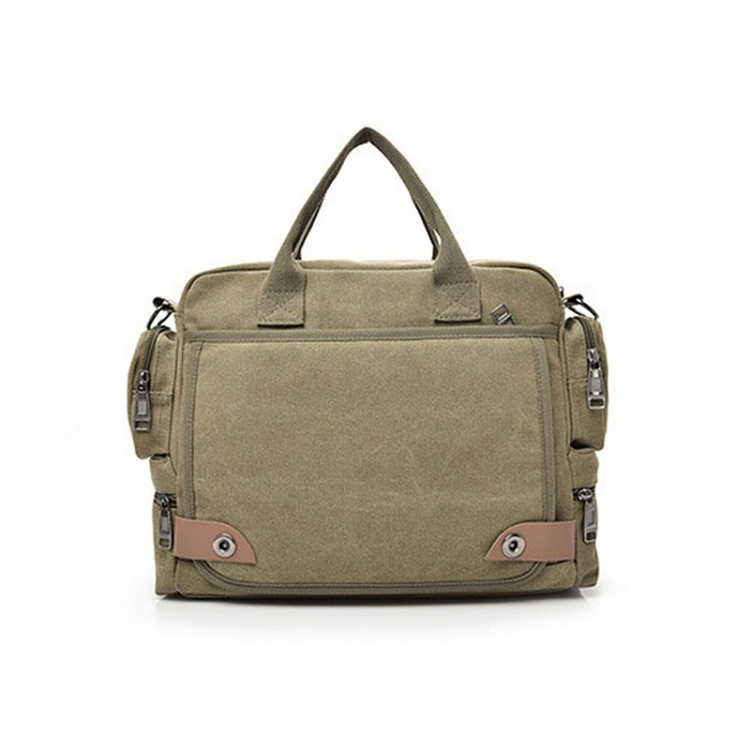 DJ05 Outdoor Canvas Waterproof Handbag Laptop Single-shoulder Bag, Khaki, Coffee, Dark Gray, Mysterious Black