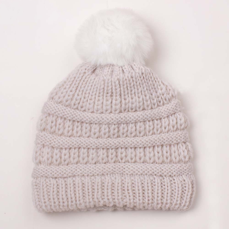 X-22044 Baby Knitted Cap Children Autumn and Winter Fur Ball Warming Cap
