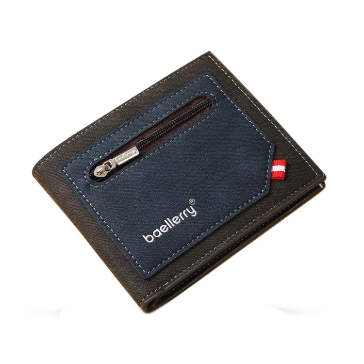 Baellerry Synthetic Leather Men Short Wallet Large Capacity Multi-Card Slot Zipper Wallet