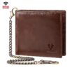 HUMERPAUL RFID Anti-Magnetic Men Pickup Card Bag Metal Chain Short Leather Wallet, Coffee, Black, Coffee With Black Box, Black With Black Box, Coffee With Orange Box, Black With Orange Box
