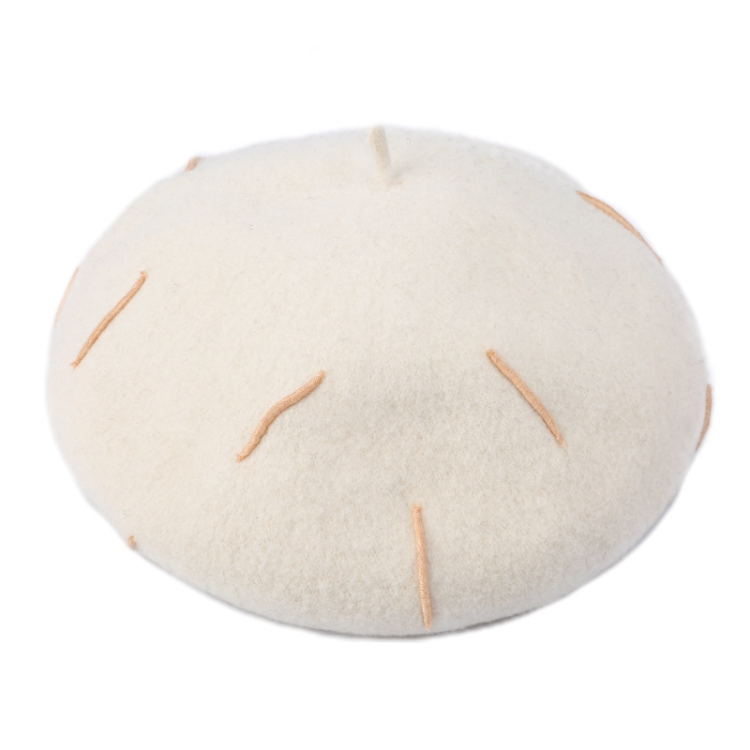 Autumn Winter Embroidered Warm Wool Hat Outdoor Leisure Ladies Beret, One Size
