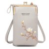 Mini Embroidered Single-shoulder Phone Bag Crossbody Long Ladies Wallet, Gray, Black, Yellow, Dark Pink, Blue, Pink, Wine Red