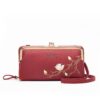 Embroidered Large Capacity Single-shoulder Phone Bag Crossbody Zipper Long Ladies Wallet, Wine Red, Blue, Yellow, Pink, Gray, Dark Pink, Black