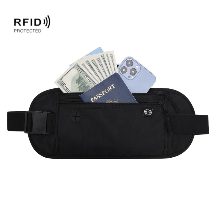 Passport Fit Invisible Waterproof Cell Phone Waist Pack Anti-theft Brush Travel Document Organizer Bag