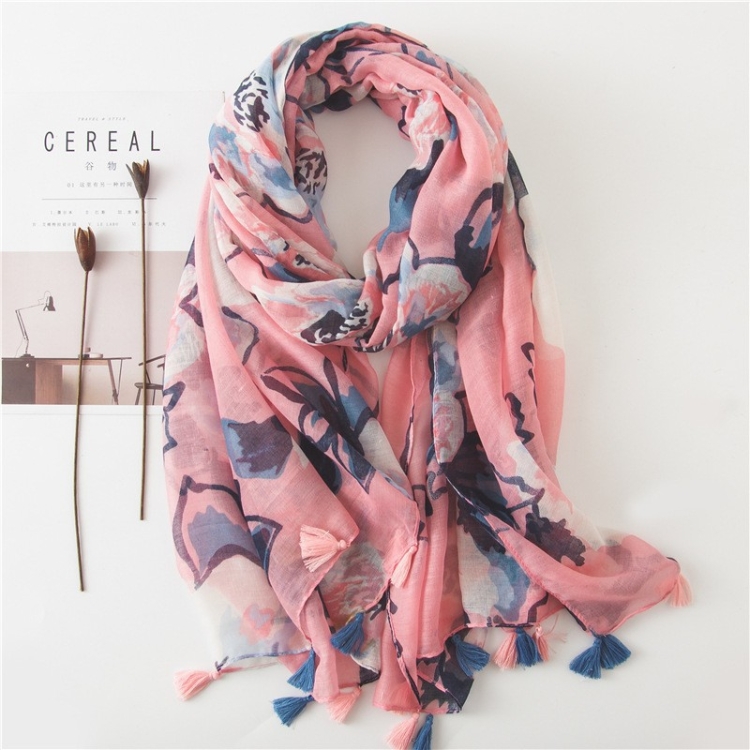 180 X 85cm Women Cotton And Linen Scarf Retro Splicing Bohemian Printed Silk Shawl, SL2006-032, SL2310-016, SL2310-017